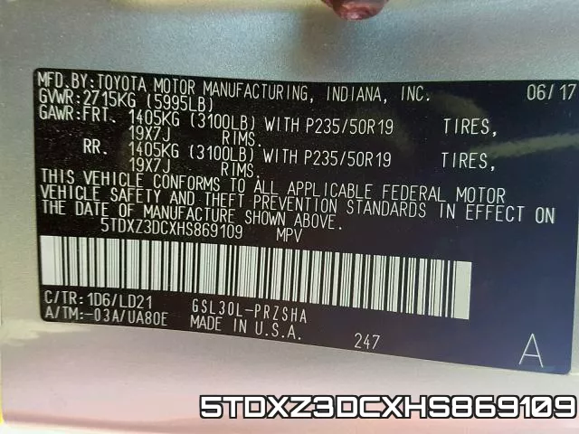 5TDXZ3DCXHS869109 фото 2
