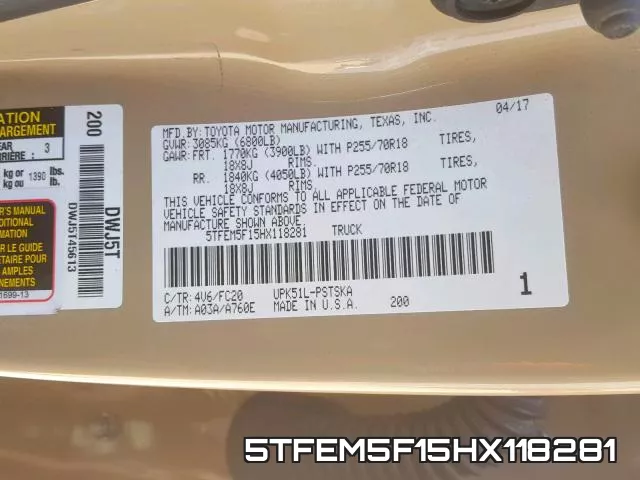 5TFEM5F15HX118281 фото 2