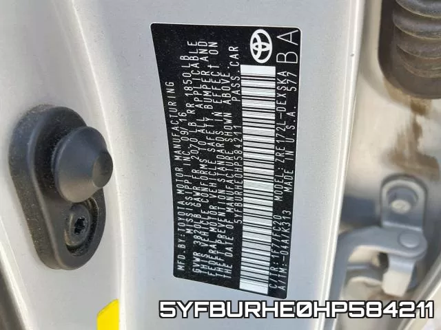 5YFBURHE0HP584211 фото 2