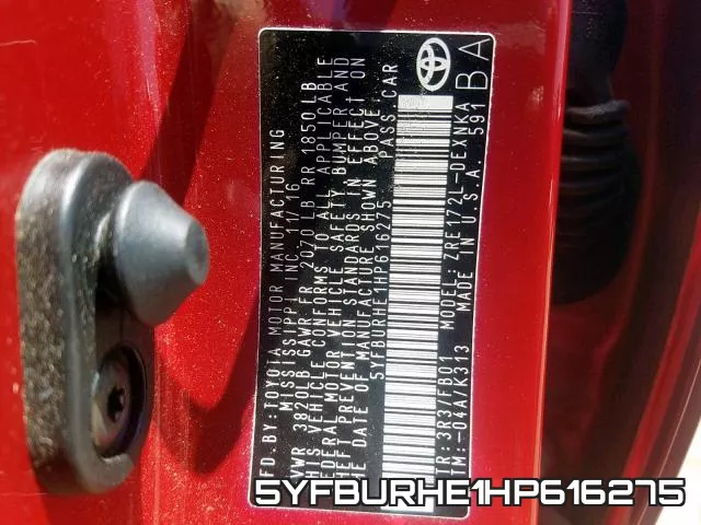 5YFBURHE1HP616275 фото 2