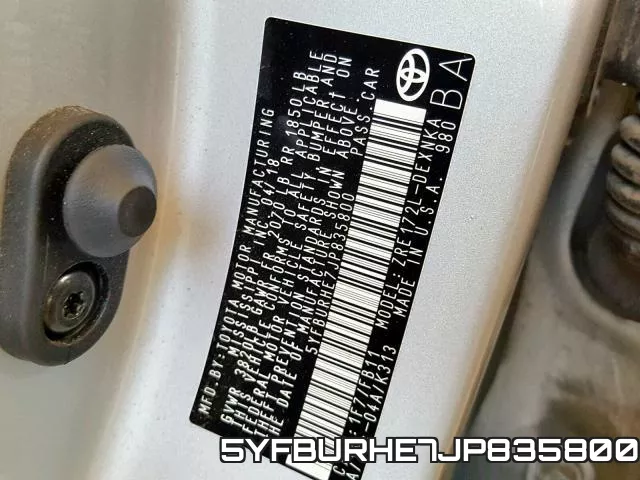 5YFBURHE7JP835800 фото 2