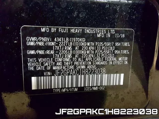 JF2GPAKC1H8223038 фото 2
