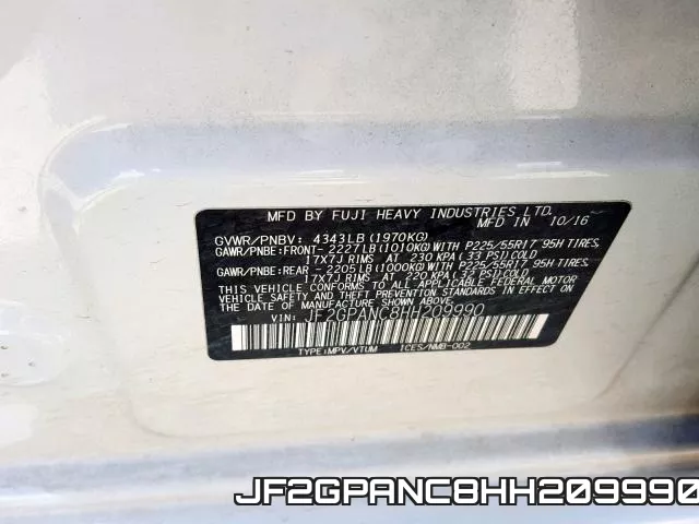 JF2GPANC8HH209990 фото 2