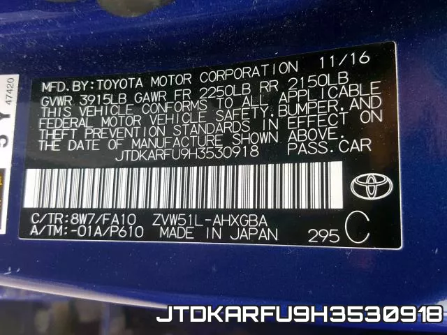 JTDKARFU9H3530918 фото 2