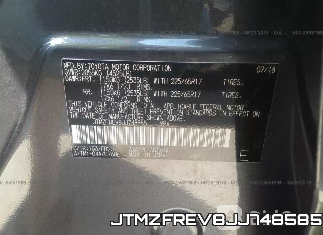JTMZFREV8JJ748585 фото 10