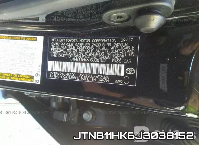 JTNB11HK6J3038152 фото 10