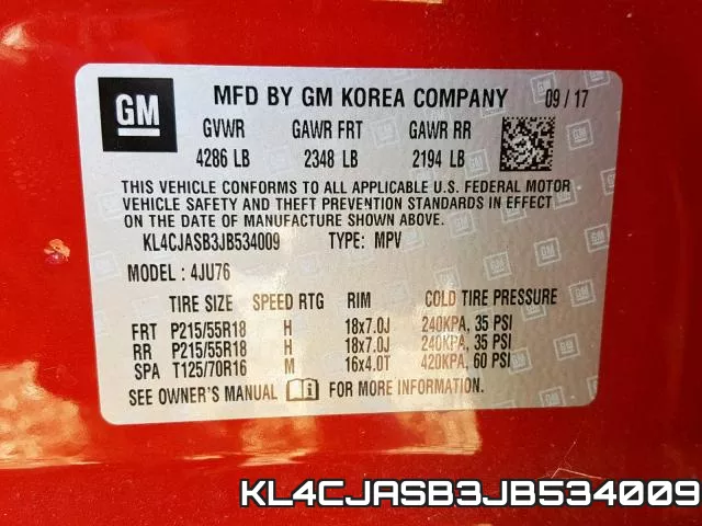 KL4CJASB3JB534009 фото 2
