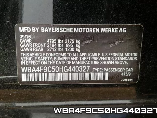 WBA4F9C50HG440327 фото 2
