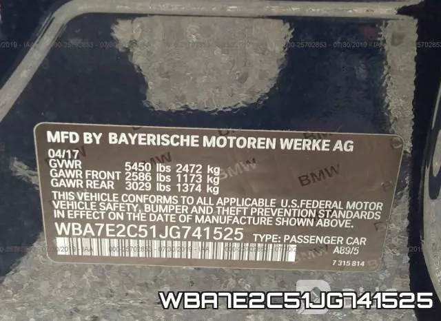 WBA7E2C51JG741525 фото 10