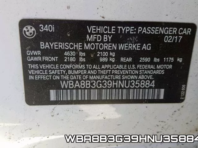 WBA8B3G39HNU35884 фото 2