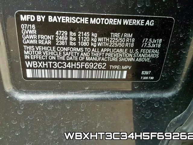 WBXHT3C34H5F69262 фото 2