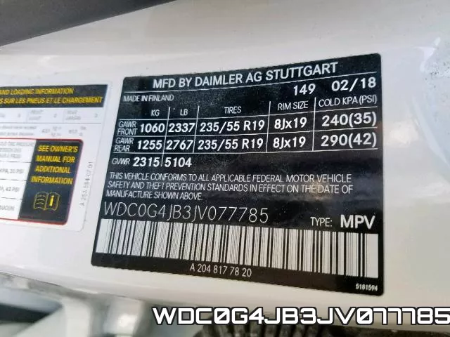WDC0G4JB3JV077785 фото 2