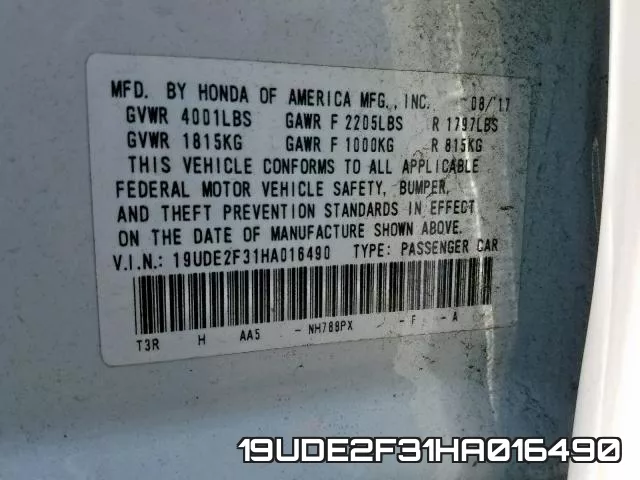 19UDE2F31HA016490 фото 2
