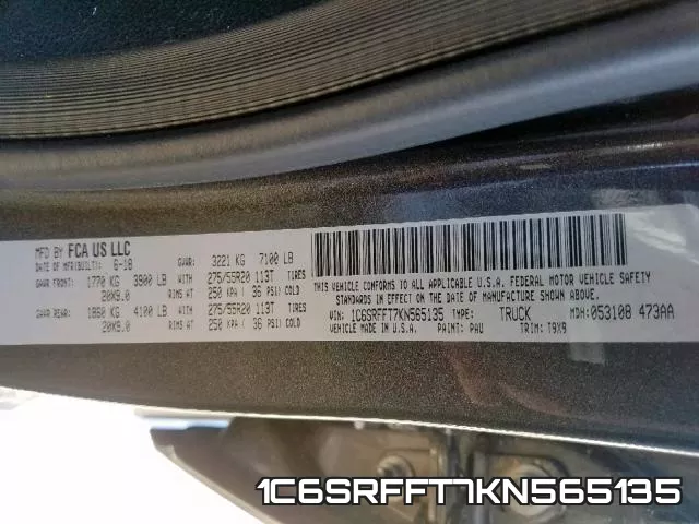 1C6SRFFT7KN565135 фото 2