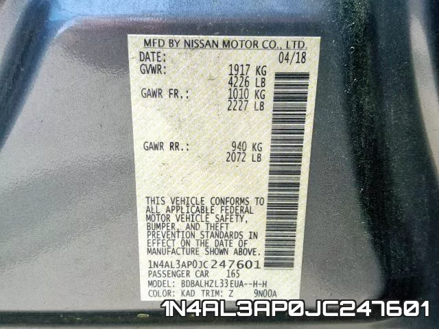 1N4AL3AP0JC247601 фото 2