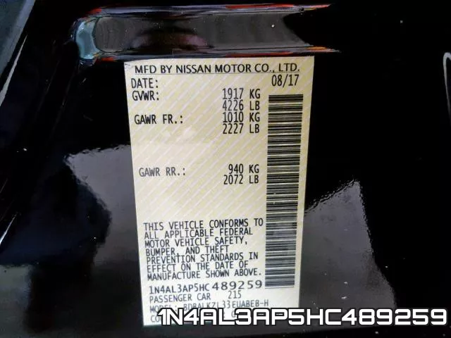 1N4AL3AP5HC489259 фото 2