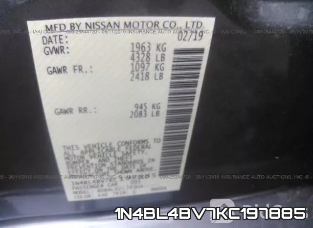 1N4BL4BV7KC197885 фото 10
