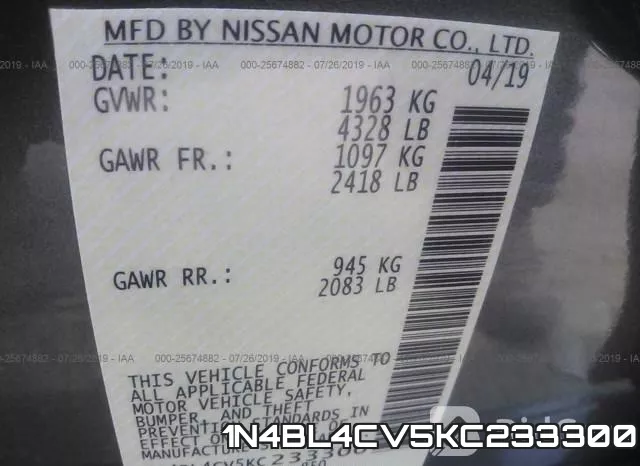 1N4BL4CV5KC233300 фото 10