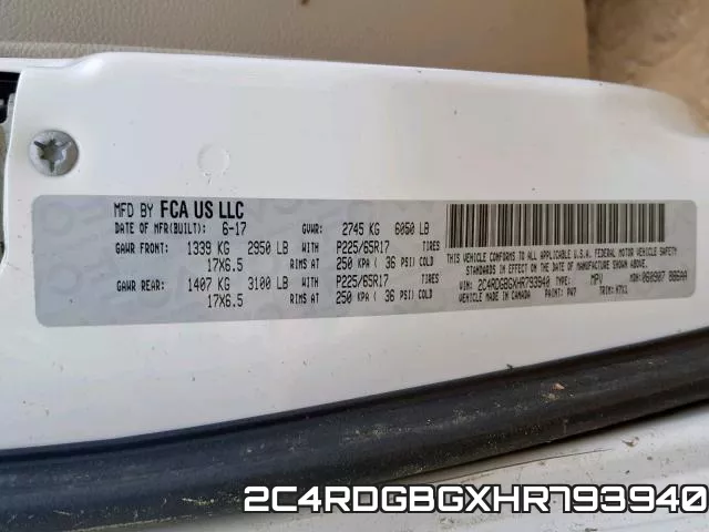 2C4RDGBGXHR793940 фото 2