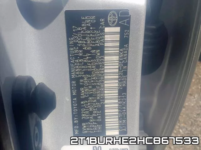 2T1BURHE2HC867533 фото 2