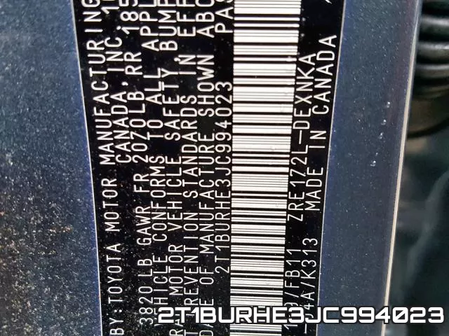2T1BURHE3JC994023 фото 2
