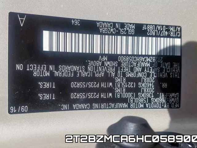 2T2BZMCA6HC058900 фото 2