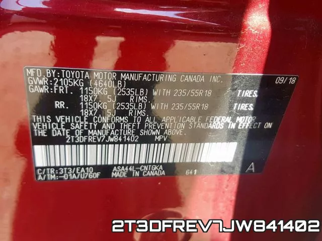 2T3DFREV7JW841402 фото 2