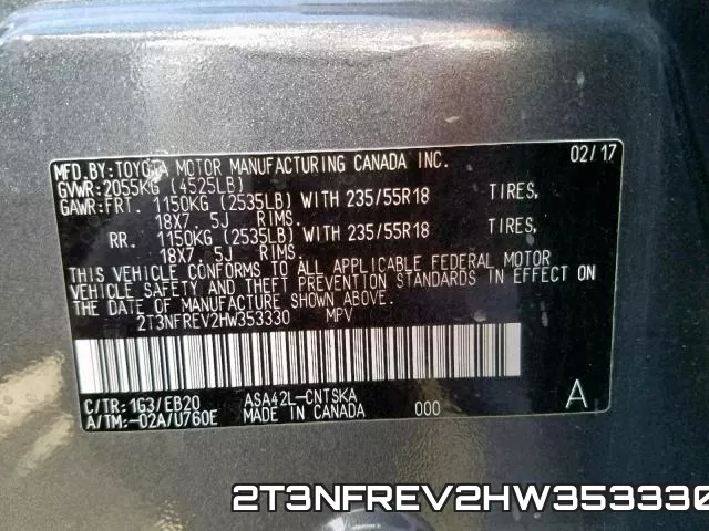 2T3NFREV2HW353330 фото 2