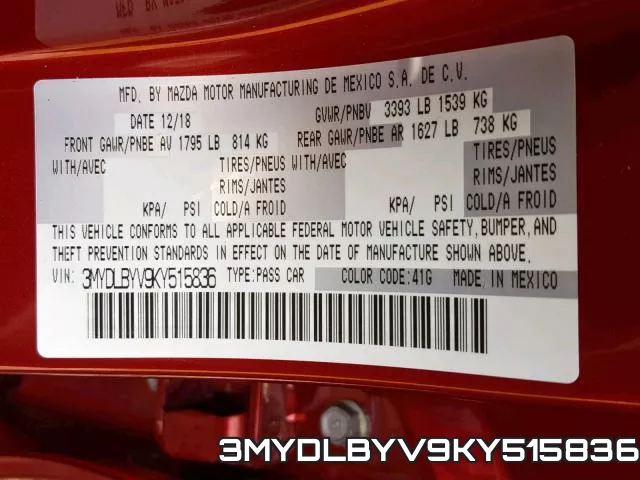 3MYDLBYV9KY515836 фото 2