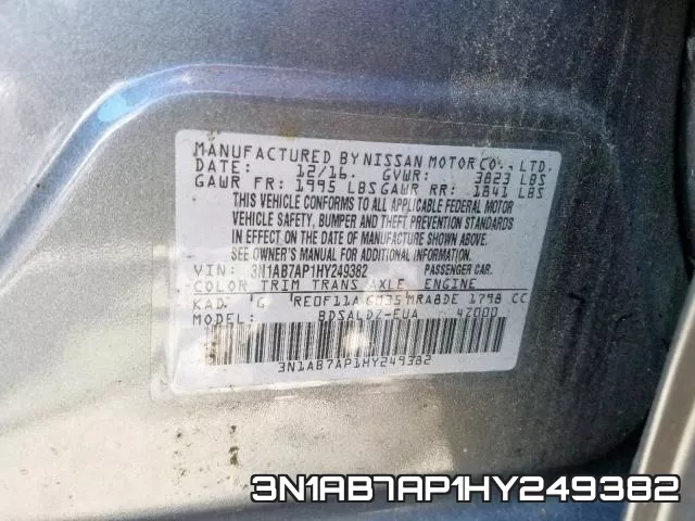 3N1AB7AP1HY249382 фото 2