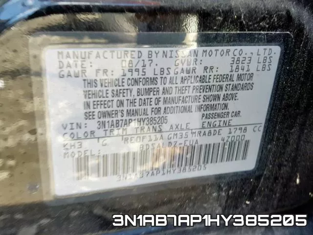 3N1AB7AP1HY385205 фото 2