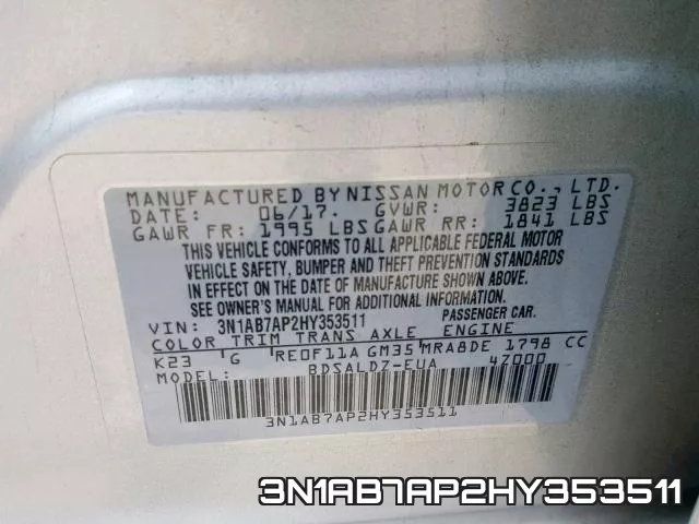 3N1AB7AP2HY353511 фото 2