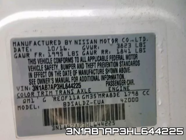 3N1AB7AP3HL644225 фото 2