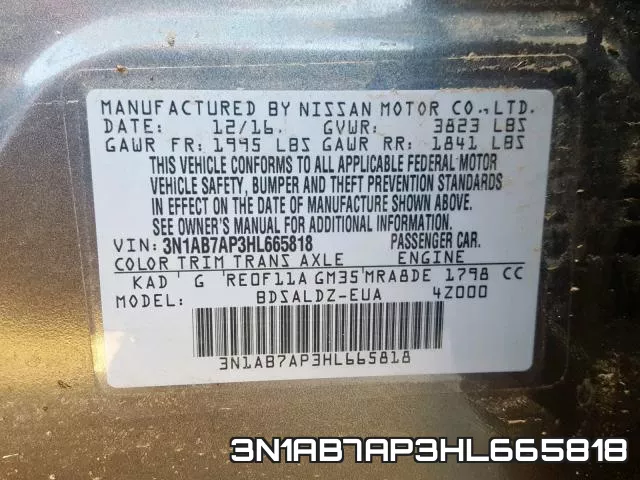3N1AB7AP3HL665818 фото 2