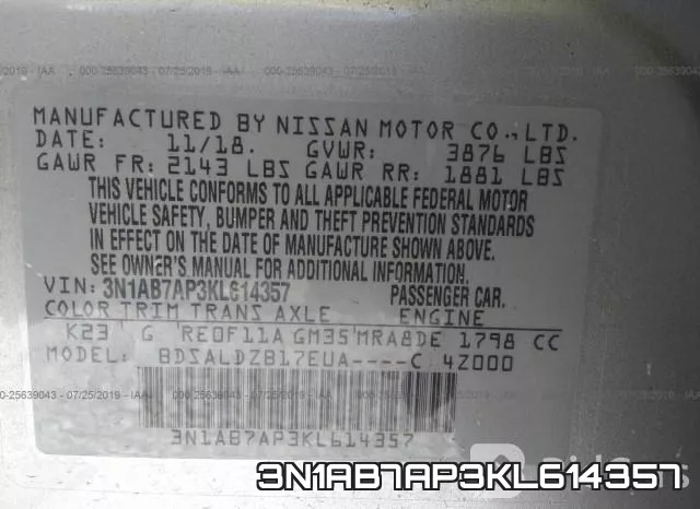 3N1AB7AP3KL614357 фото 10