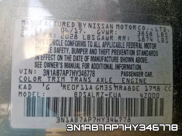 3N1AB7AP7HY346778 фото 2