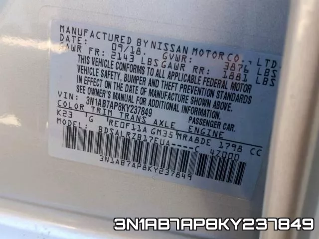 3N1AB7AP8KY237849 фото 2
