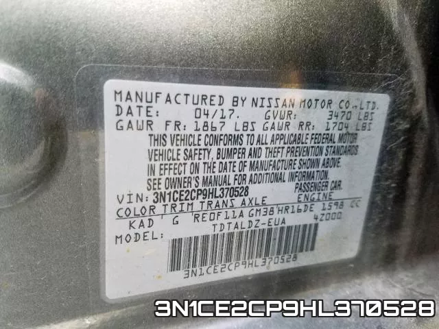 3N1CE2CP9HL370528 фото 2
