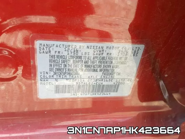 3N1CN7AP1HK423664 фото 2
