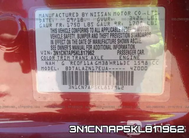 3N1CN7AP5KL817962 фото 10
