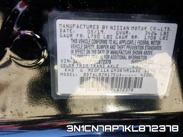 3N1CN7AP7KL872378 фото 2