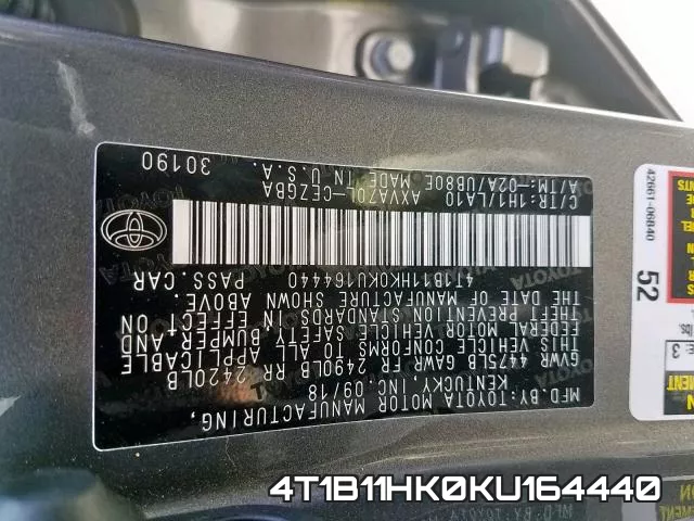 4T1B11HK0KU164440 фото 2