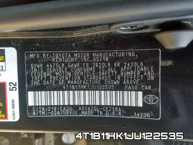 4T1B11HK1JU122535 фото 2
