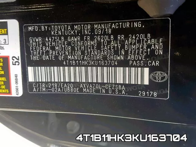 4T1B11HK3KU163704 фото 2