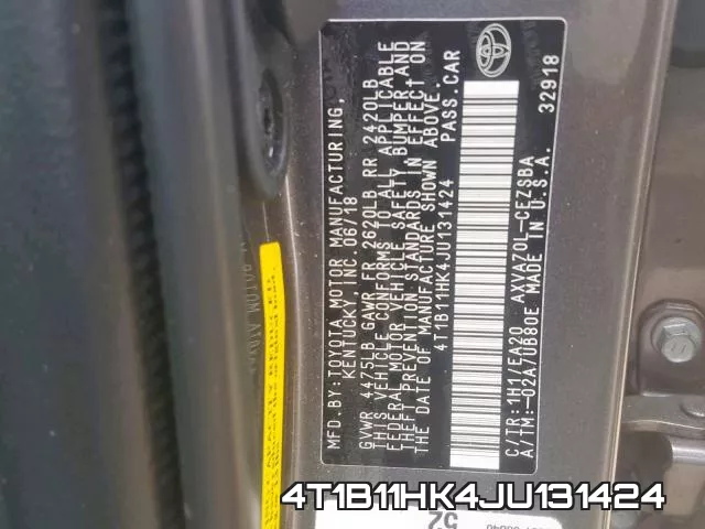 4T1B11HK4JU131424 фото 2