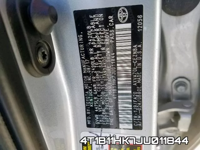 4T1B11HK7JU011844 фото 2