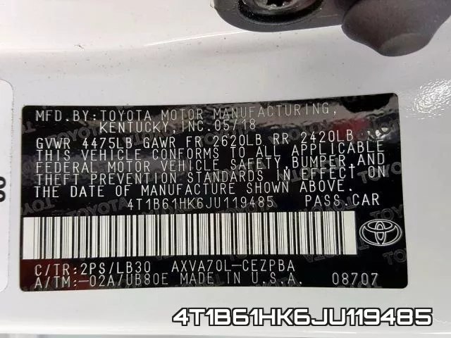 4T1B61HK6JU119485 фото 2