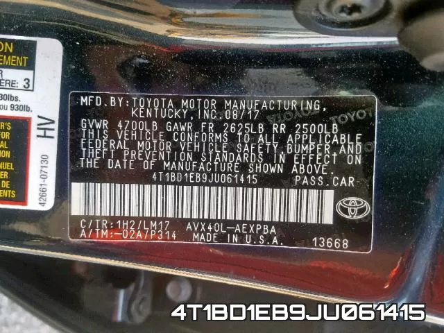4T1BD1EB9JU061415 фото 2