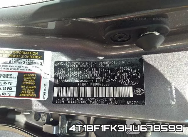 4T1BF1FK3HU678599 фото 10