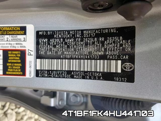 4T1BF1FK4HU441703 фото 2